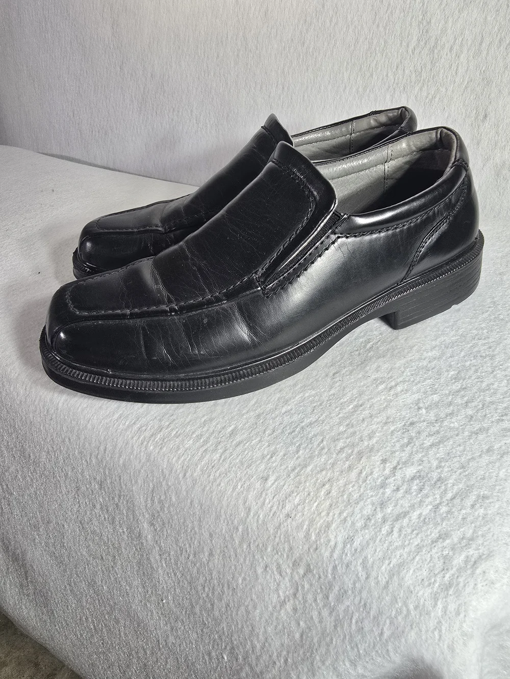 Men's Classic Black Leather Slip-On Loafers From Deer Stag Size 9.5